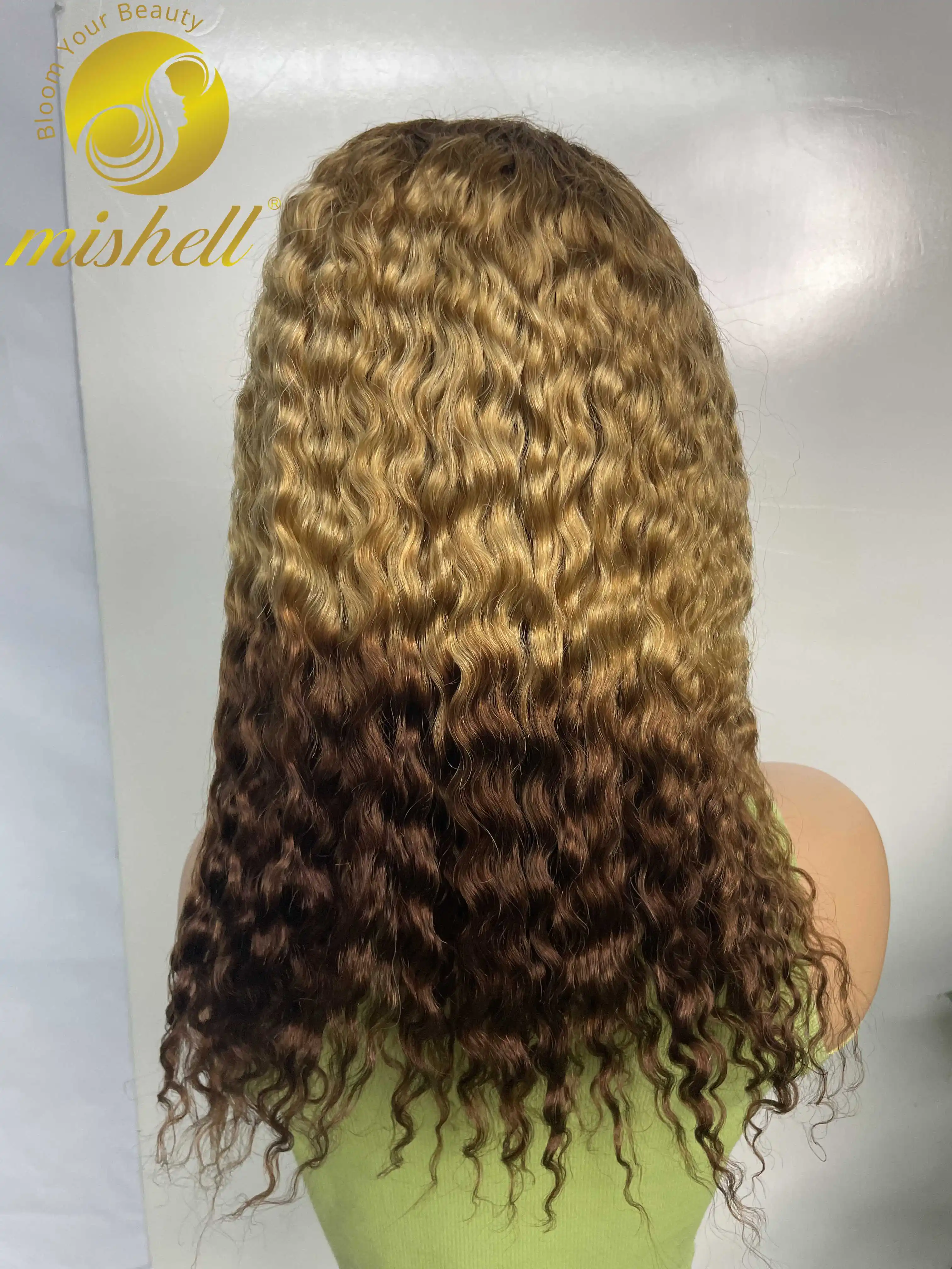 Peluca de cabello humano rizado para mujer, postizo de encaje con ondas al agua de 10-16 pulgadas, 4/27/4, densidad del 200%, 13x4