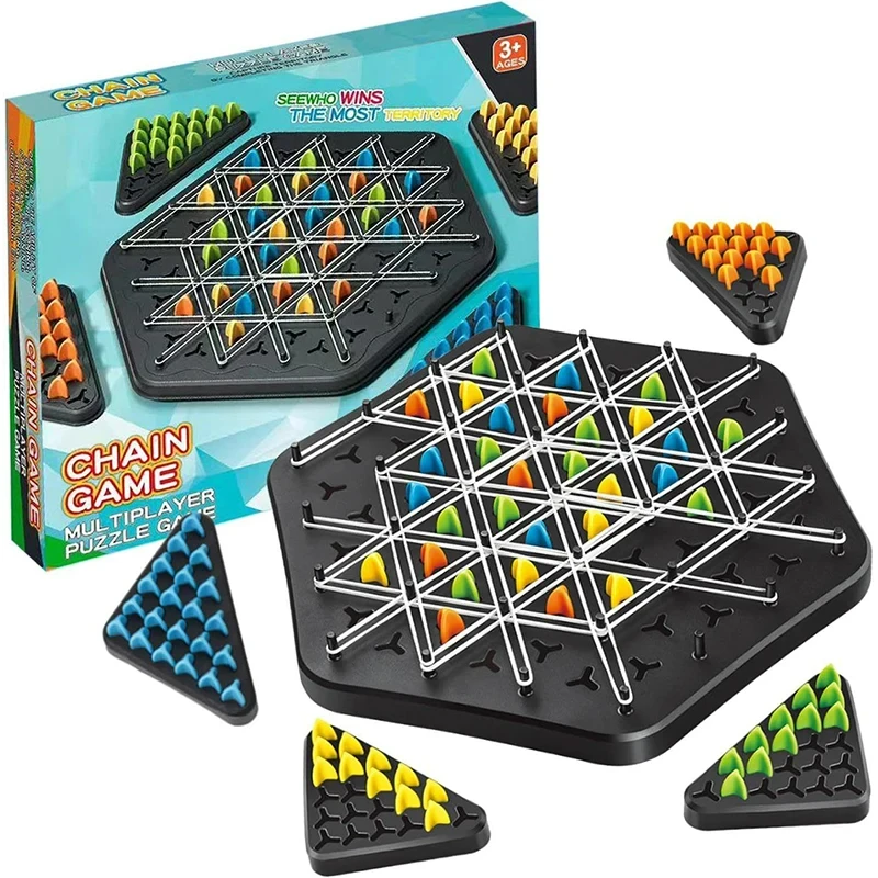 Chain Triangle Chess Game Triggle Rubber Band Game Educational Interactive Game Battle Set For Family Party Gift