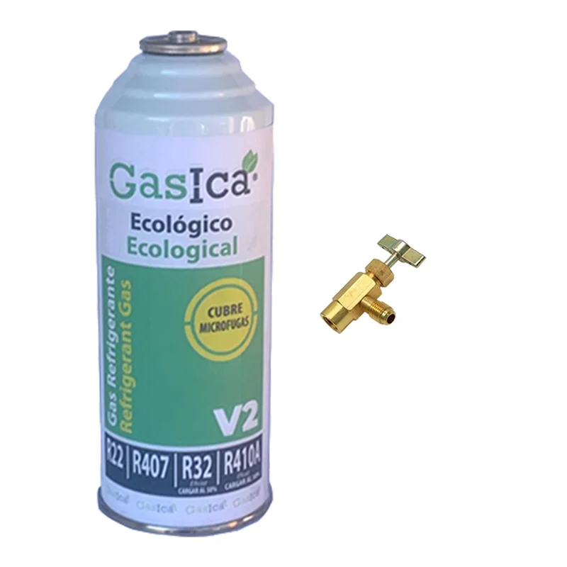 1 bottle organic Gas Gas V2 226Gr + substitute valve R22, R32, R407C, R410A Freeze organic