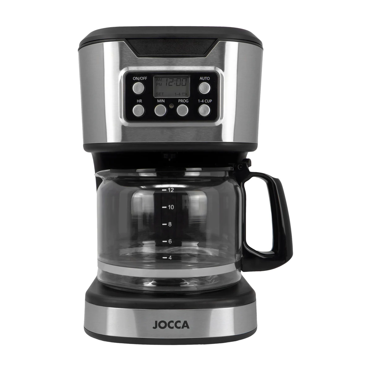 Jocca 1500ml capacity (12 cups) digital drip coffee maker, timer, pause and serve function, keep warm, heating plate, washable filter, stainless steel design, 900W