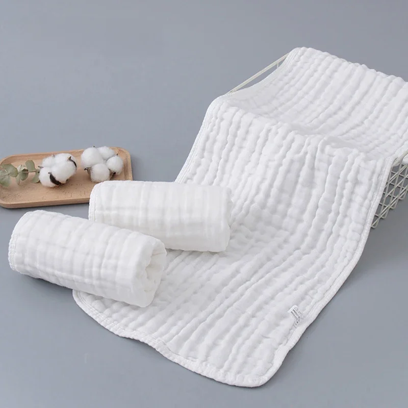Serviette en mousseline pour nouveau-né, articles pour bébé, blanc, 6 couches, serviettes pour le visage, 100% coton, bavoirs pour bébé, tissu à roter, 1/3 pièces, 25x50cm