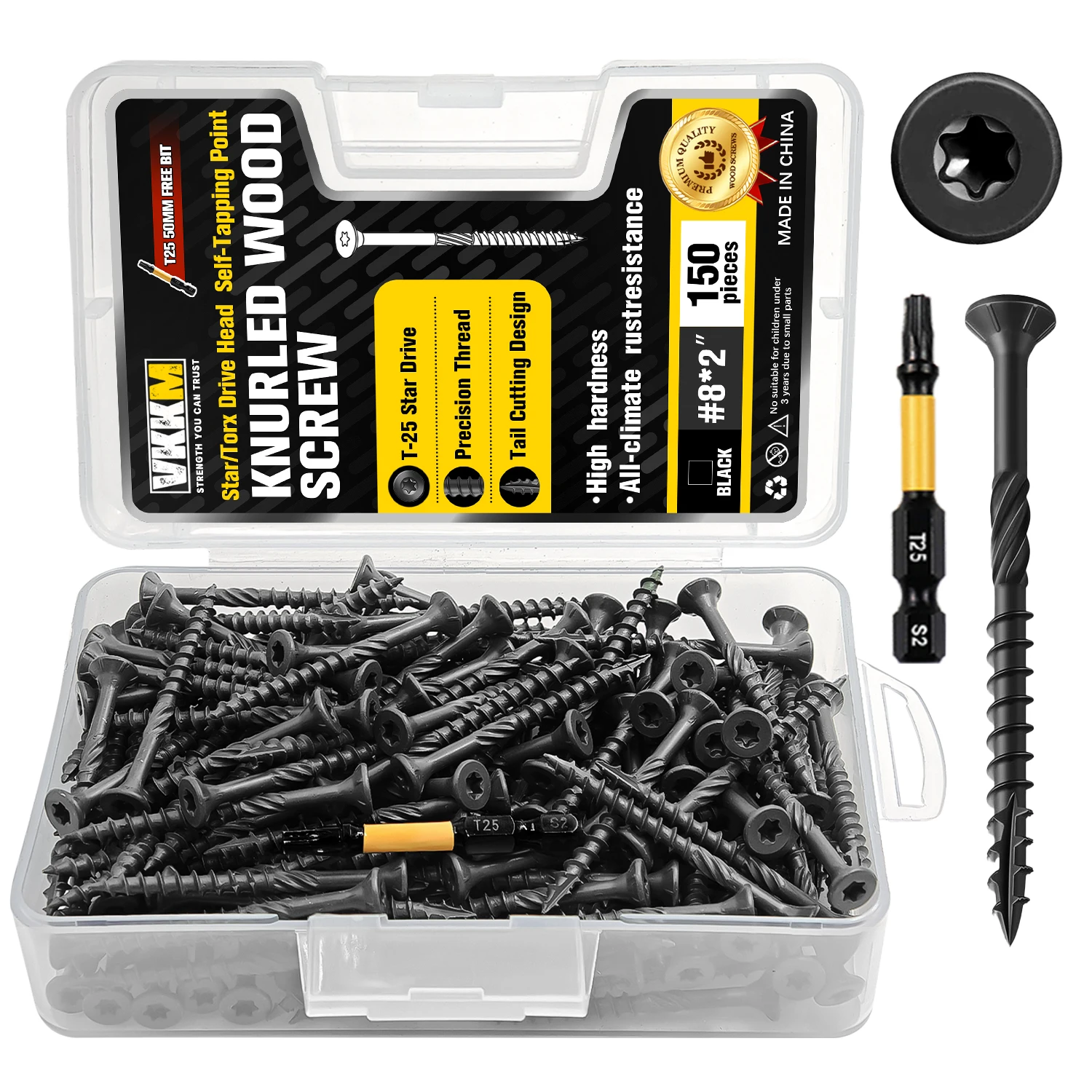 VKKM 150Pcs #8×2 Inch Black T2 - Outdoor Furniture Diy recension och pris