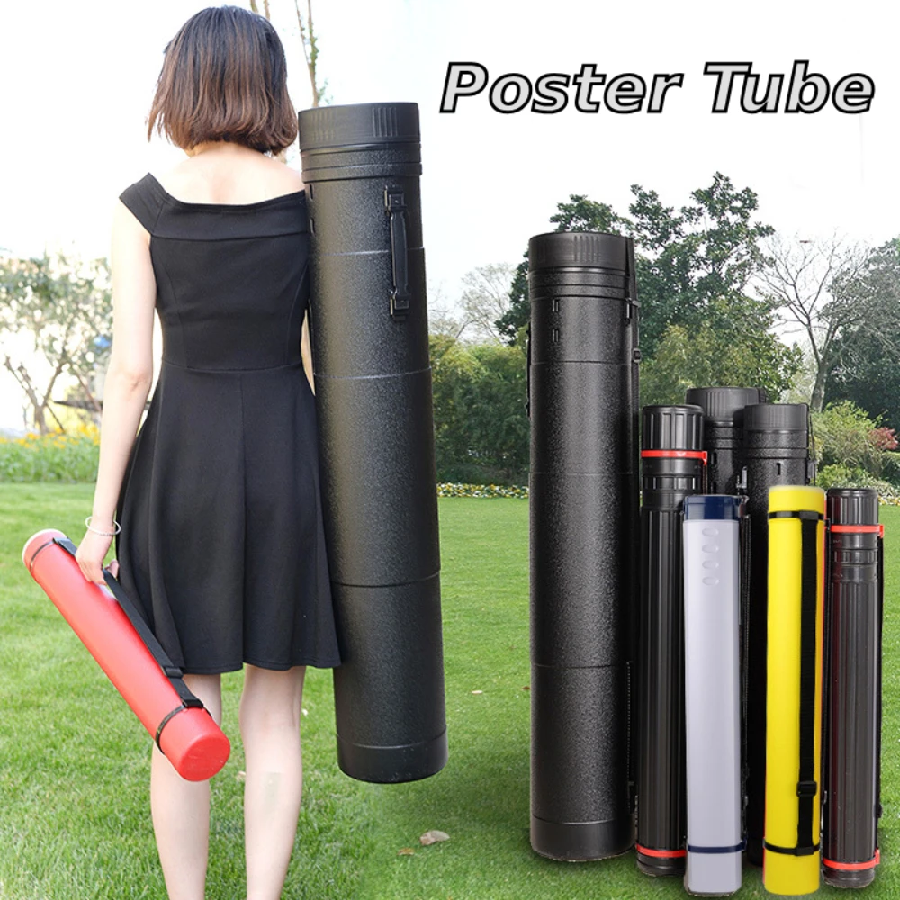 Expandable Poster Tube Art Painting Tube Waterproof Multifunctional Drawing Tube with Strap Document Storage Tube for Scrolls