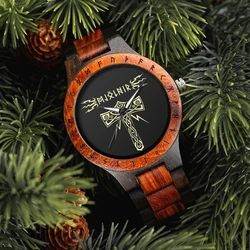 BOBO BIRD-relojes vikingos de madera para hombre, reloj de pulsera con movimiento de cuarzo japonés superior, con casco de Awe Runic Circle, caja de regalo de moda