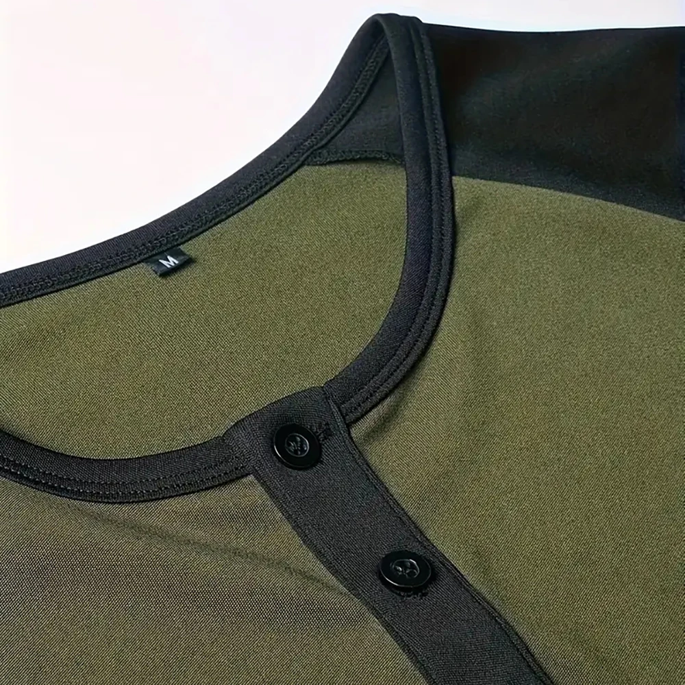 Summer Henley Collar Casual Contrasting Color Men'S Red Bull Logo Short Sleeved T-Shirt High-Quality Men'S T-Shirt Street Wear