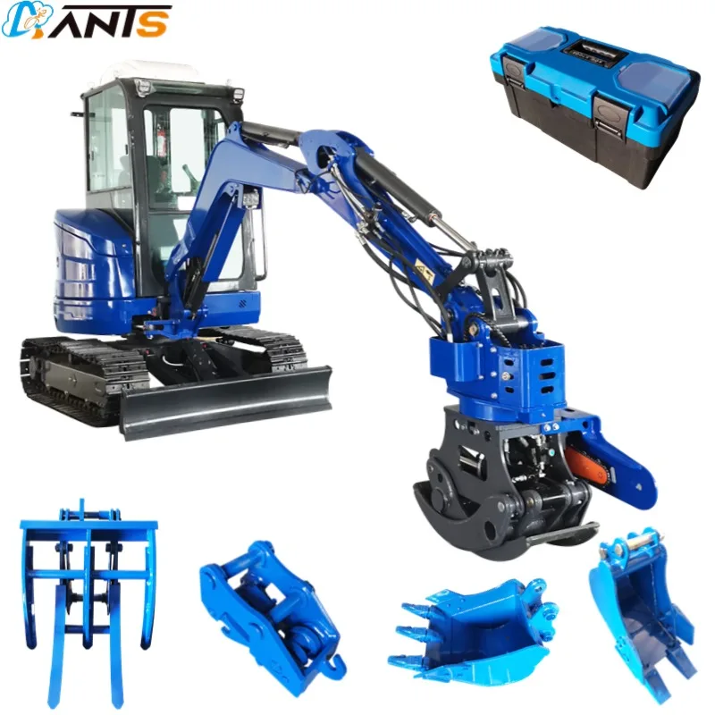 Ants Mini Electric Excavator 1.8t-3t Powerful Bagger Digger Mower Multi-function Kubota Pump CE/EPA/Euro 5 Certified