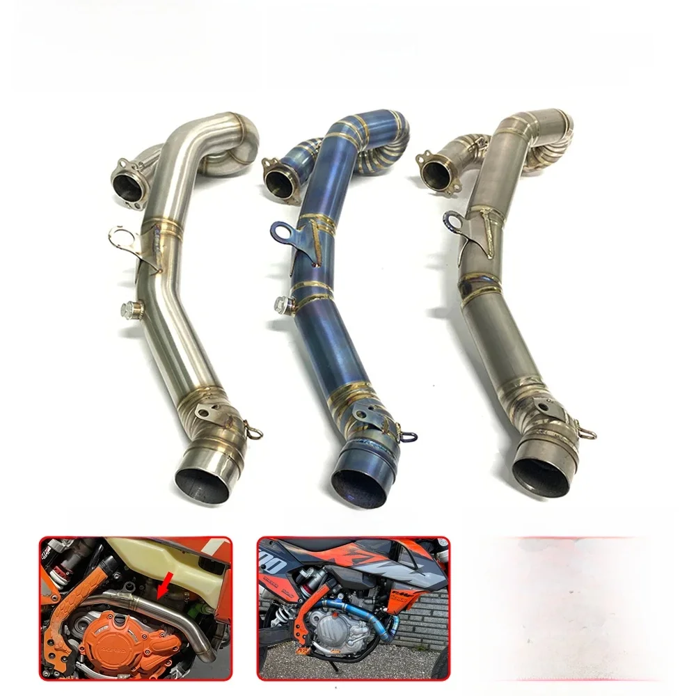 AliExpress Teen Top Offroad Bike Exhaust Pipe For Husqvarna FE501 FE450 Exhaust Elbow Front Link Pipe For KTM 450 EXC-F 500 EXC-F 2017-2019 Titanium
