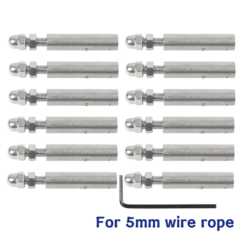parafuso de mao bracadeira fio corda mm rosca parafuso prisioneiro tensao final encaixe com parafuso grub hexagono parafusos fivela para escada deck post 12 pecas 01