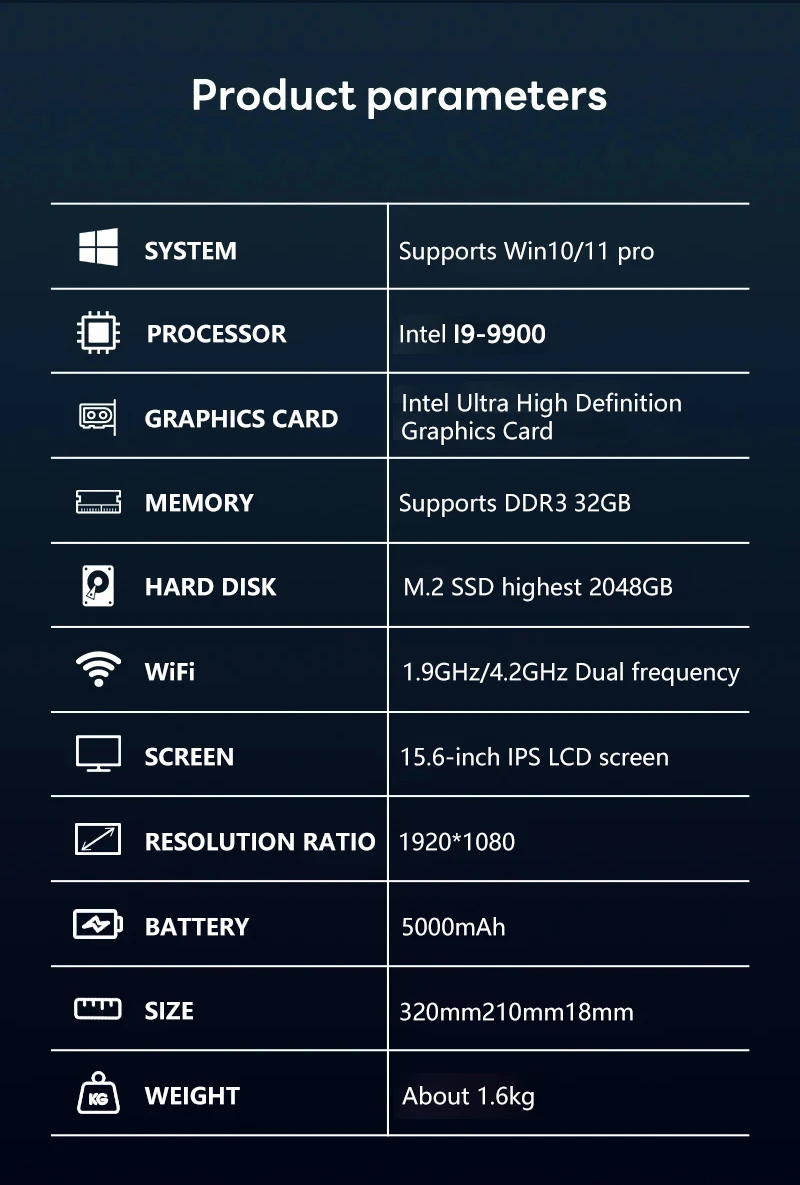LENO 15.6 ” Laptop Intel I9 9900 Windows 11 Laptops 16GB 32GB RAM 256GB 1TB 2TB SSD Portable Notebook Computer Gaming Office Leisure PC 1920*1080 HD 4K