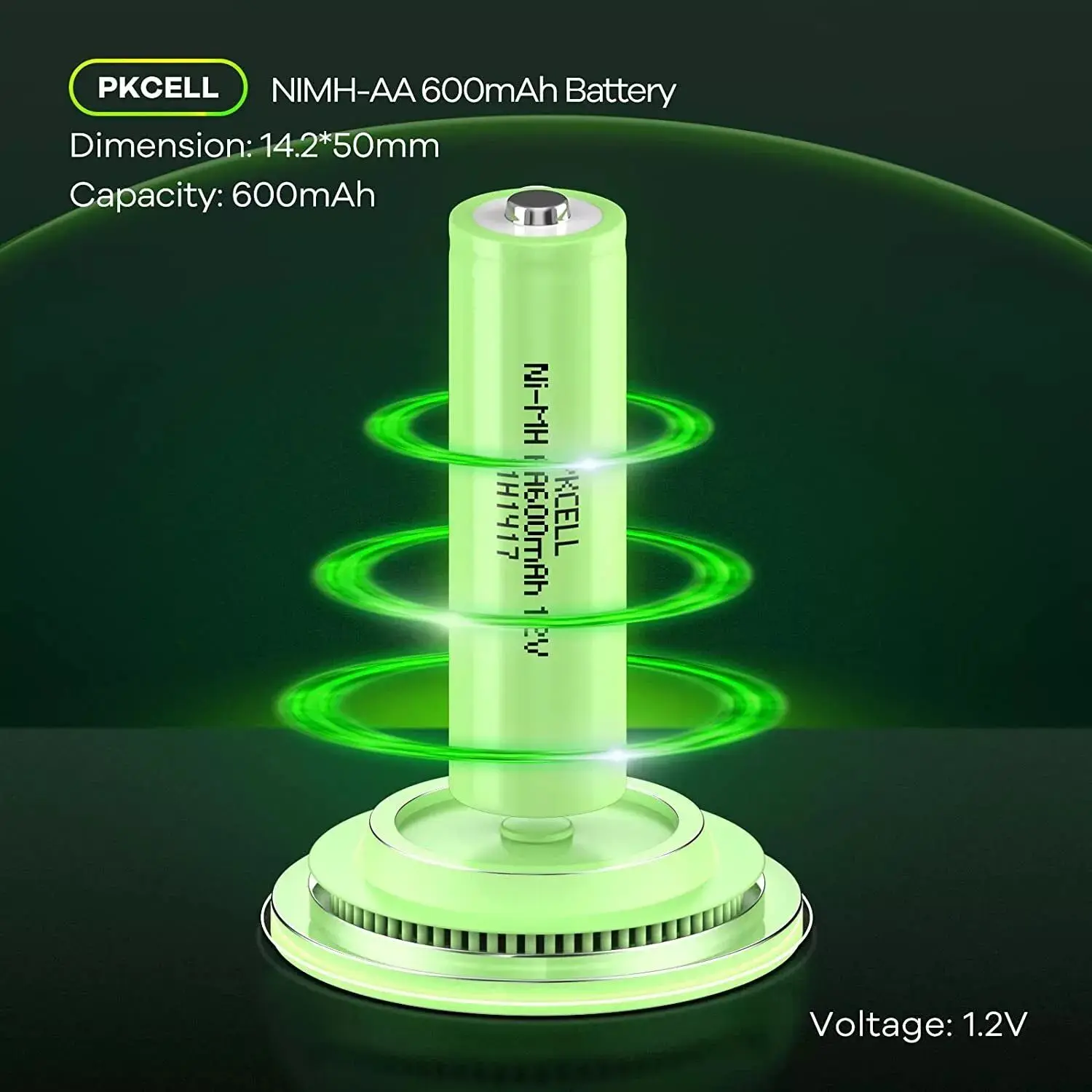 PKCELL 24-Count 1.2v AA Ni-MH Rechargeable Battery Double A 600mAh 1.2V Pre-Charged Ni-MH Batteries for Solar Lights