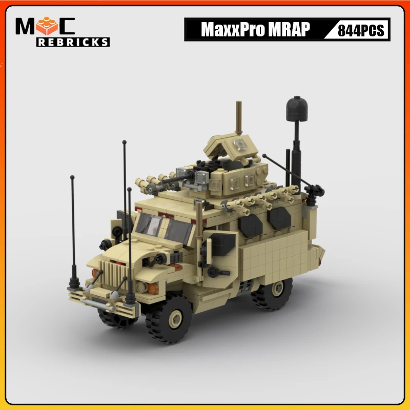 

MOC Military US Army MaxxPro MRAP Vehicle Building Blocks Special Police Armed Car Assembly Model Bricks Toys Children's Gifts