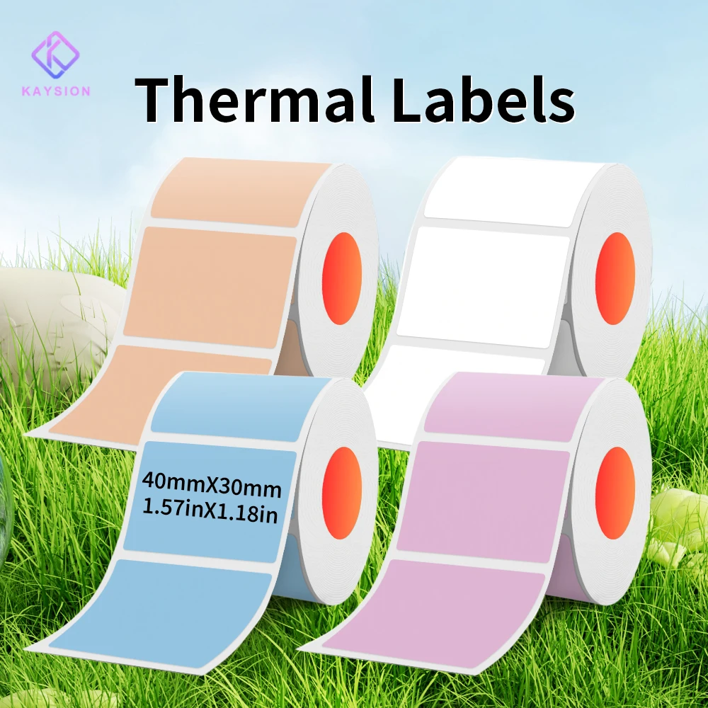

KAYSION 4Rolls/set Color Labels Self-Adhesive Stickers for Thermal Printers 4 Colors Available Pure Color DIY Waterproof Sticke