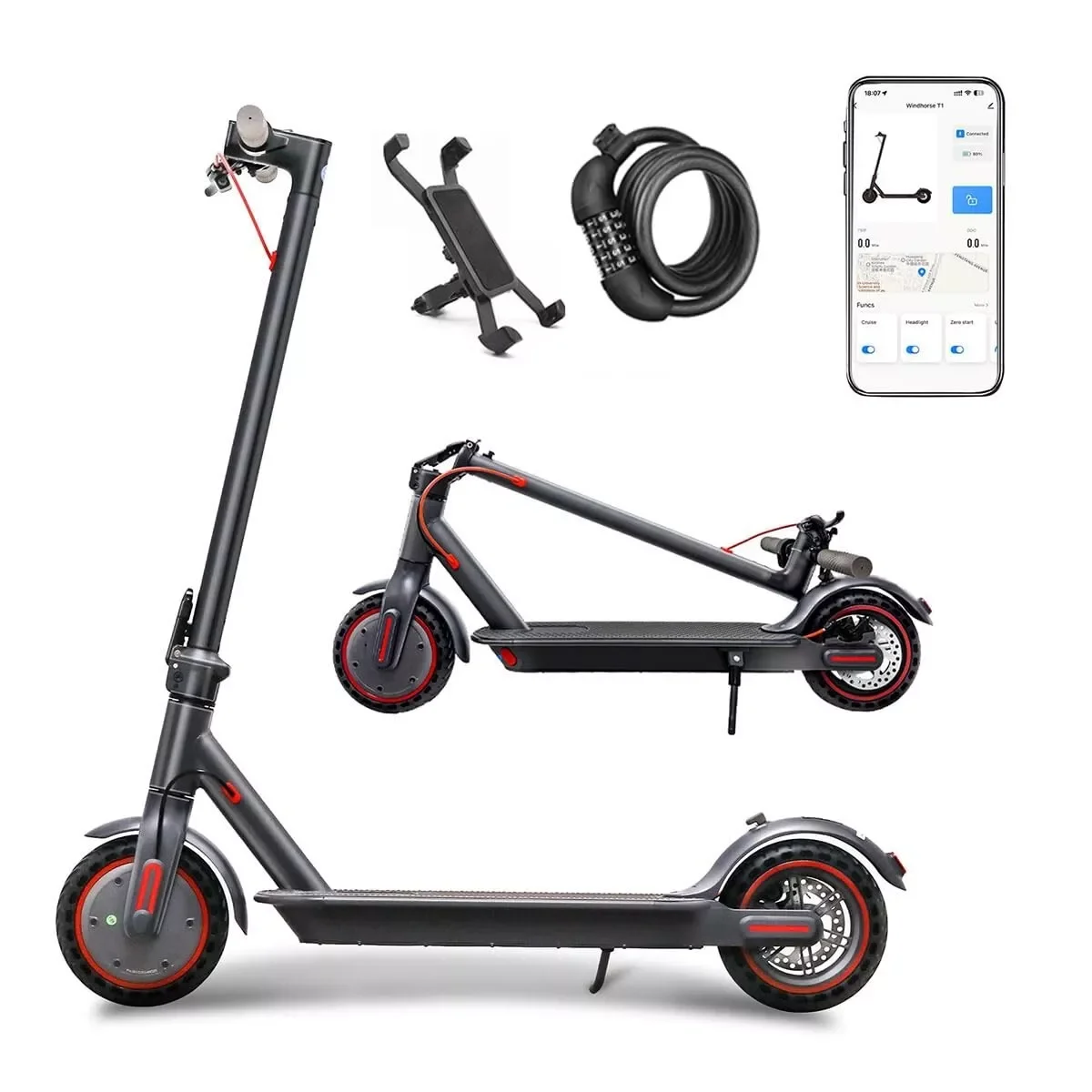 WQCJL Electric Scooter Adult,Long-Range E-Scooter,Max 25km/h,Comfortable Shock Absorption,APP Connectivity