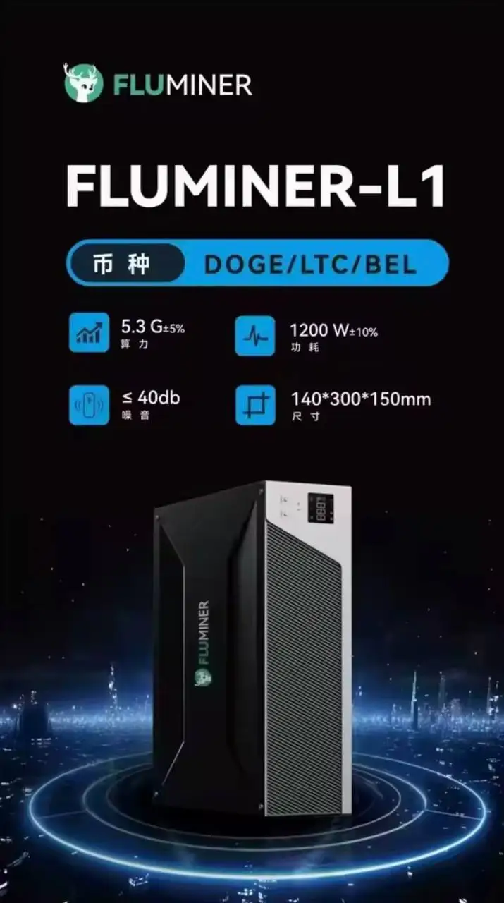 W!W GET 5 PAY FOR 3 Fluminer L1 Pro Doge Miner 5.3gh 5.6gh 6gh 1200w 1400W New Silent Low Power Consumption Litecoin Doge Coin