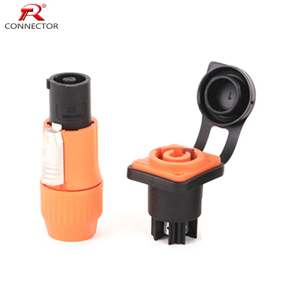 2pcs/1set Waterproof Powercon Connector 20a 250V 3 Pins,NAC3FCA&NAC3MPA-1,Power Male Plug+Power Female Chassis Socket Connector