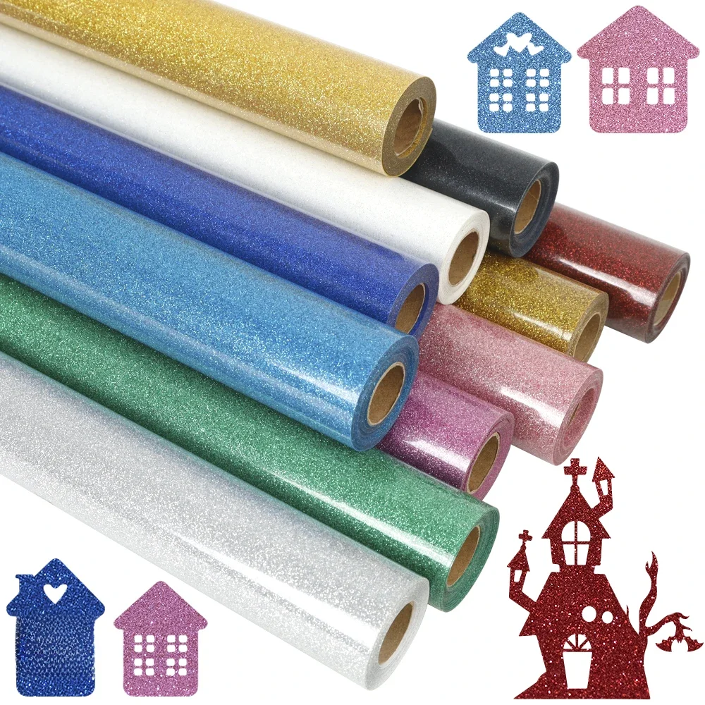 Vinyle à transfert de chaleur à paillettes, fer sur vinyle, vinyle HTV pour chemises, camée, facile à couper et à la mauvaises herbes pour la conception de vinyle à chaud