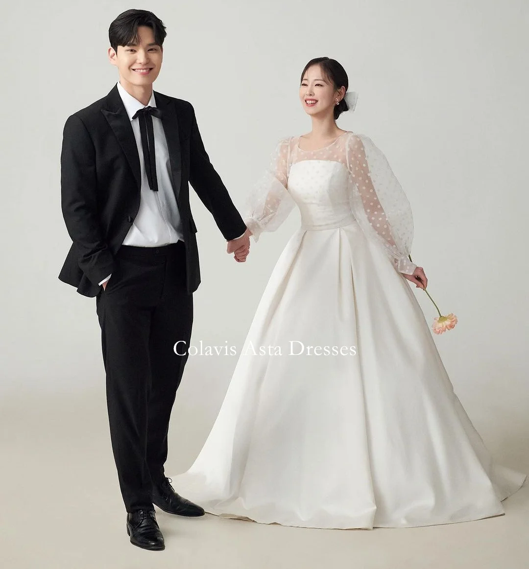 Colavis Asta Korea Dot Tulle Wedding Dress Customized Formal Bride Dress Two Pieces 웨딩드레스  Photoshoot Wedding Gown Bridal