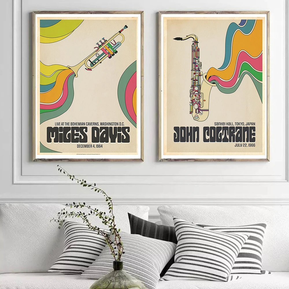 Abstract Canvas Painting Trumpet Saxophone Musical Instrument Jazz Music Colorful Posters and Prints Wall Art Bedroom Home Decor