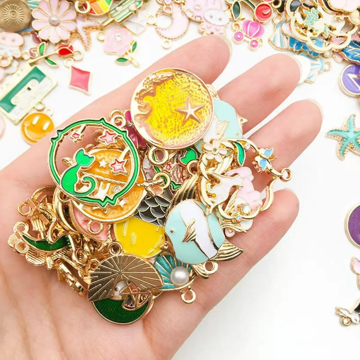 Mix Styles 20/30/50pcs Jewelry Making Charms Golden Enamel Plated Pendant For DIY Jewelry Making Handmade Jewelry Accessories image 2