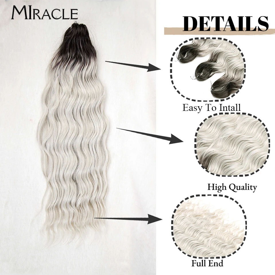 MIRACLE Synthetic 24 Inch DEEP Wave Fiber Hair For Woman Cosplay Braiding Hair Water Wave Crochet  Colorful Blone image 2