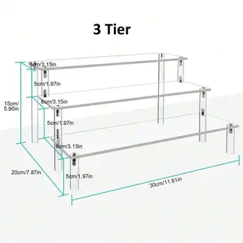 아크릴 애니메이션 피규어 및 블라인드 박스 장난감 디스플레이 라이저, 투명 선반, 컵케이크 디스플레이 스탠드, 음식 디저트 스탠드용 단계, 3 단 