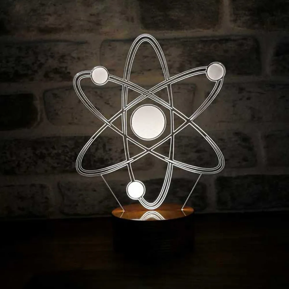 Atom 3D Illusion Acrylic LED Night Light Gift for Science Lovers Xmas Christmas Party Decoration Wedding Decoration Neon Signs