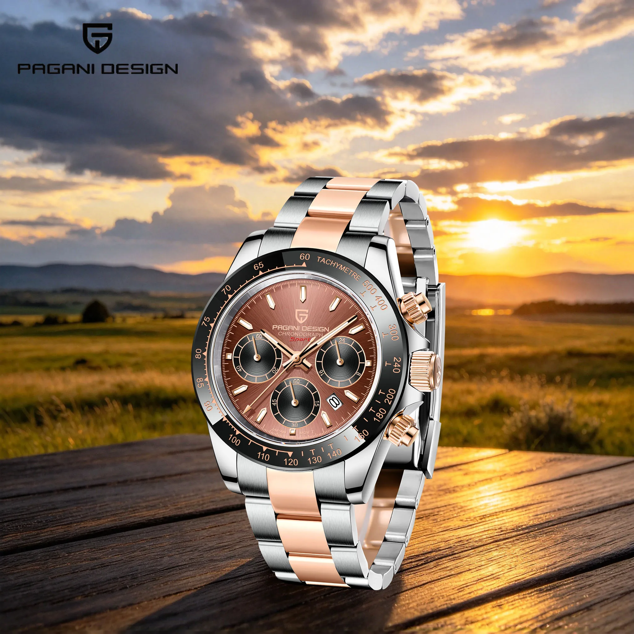 2026 PAGANI DESIGN Light Luxury Business Men's Quartz Watch 40mm 3-Eye Chronograph Sapphire Tachymeter Luminous Waterproof Watch
