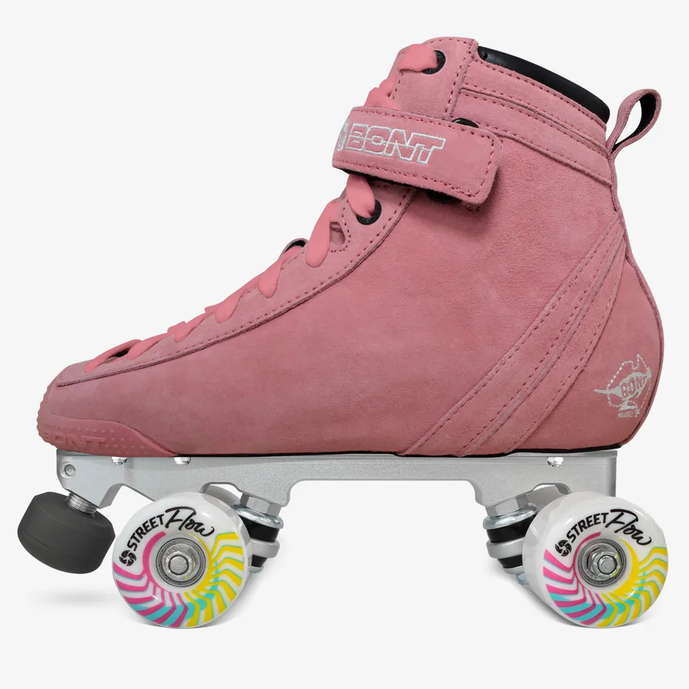 Bont Parkstar Roze Suede Rolschaatsen Quad Skates Park Schaatsen Liftstyle Skates Pakket Straat Skates Park Schaatsen Jam Schaatsen