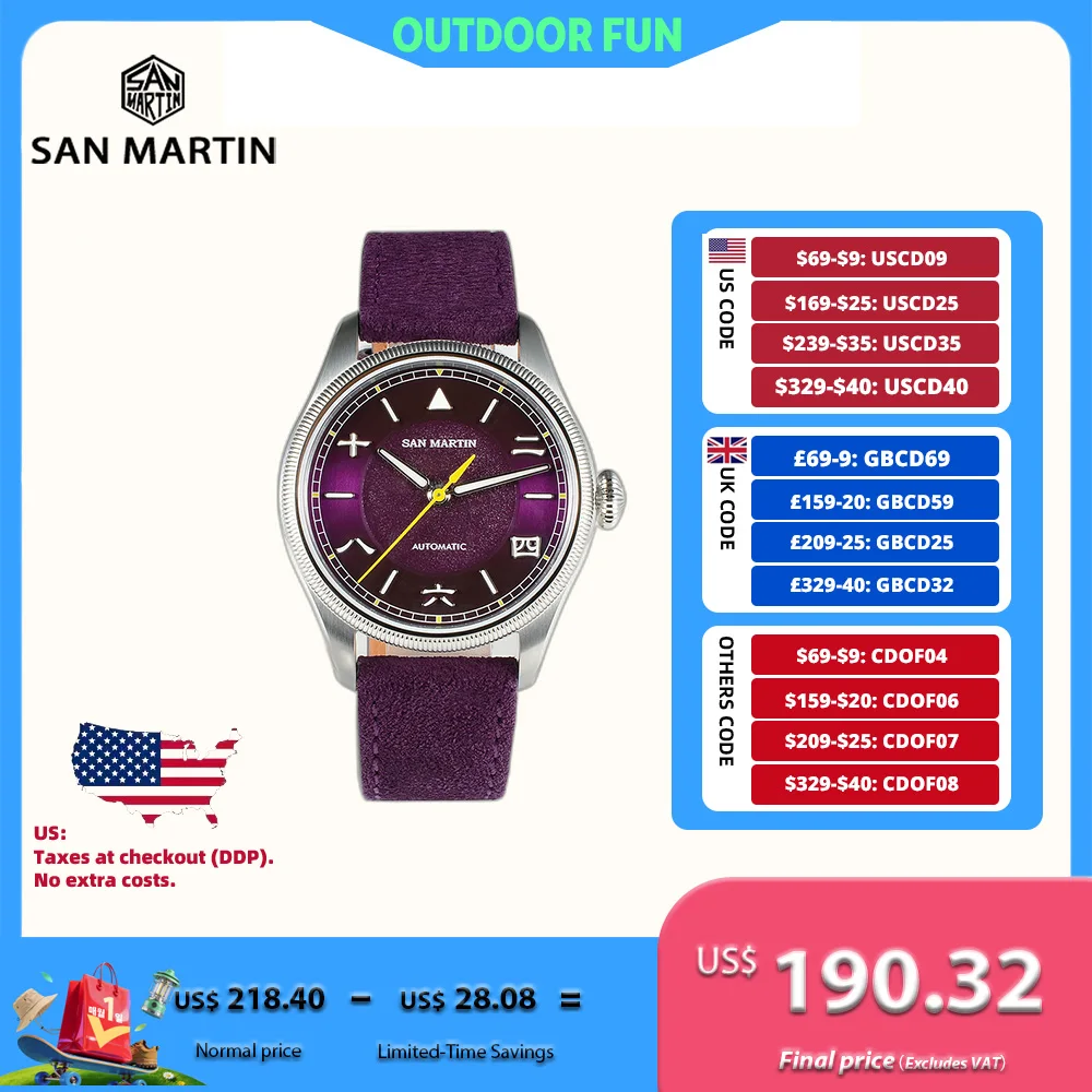 

San Martin 39,5 мм ретро китайские иероглифы с индексами циферблата мужские часы-пилот YN55 100 м водонепроницаемые BGW-X1 светящиеся SN0033C