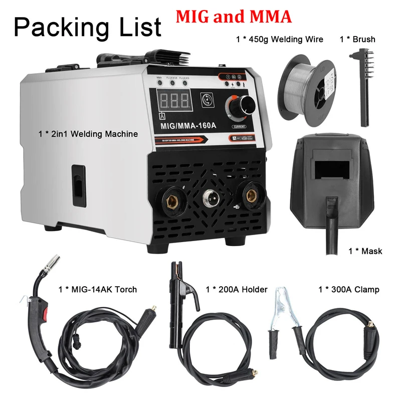 2-in-1 MIG MMA-lasmachine IGBT DC-omvormerlasser Automatische draadaanvoer Contactlassen Niet-gas gasafgeschermde booglasser