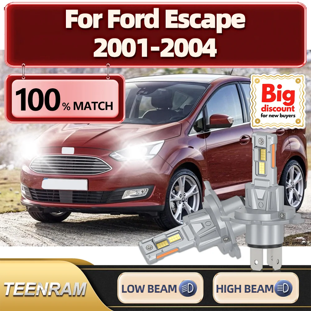 

TEENRAM для Ford Escape 2001 2002 2003 2004 2X Turbo автомобильные светодиодные фары, ампула, простая в установке лампа для фар Canbus без ошибок