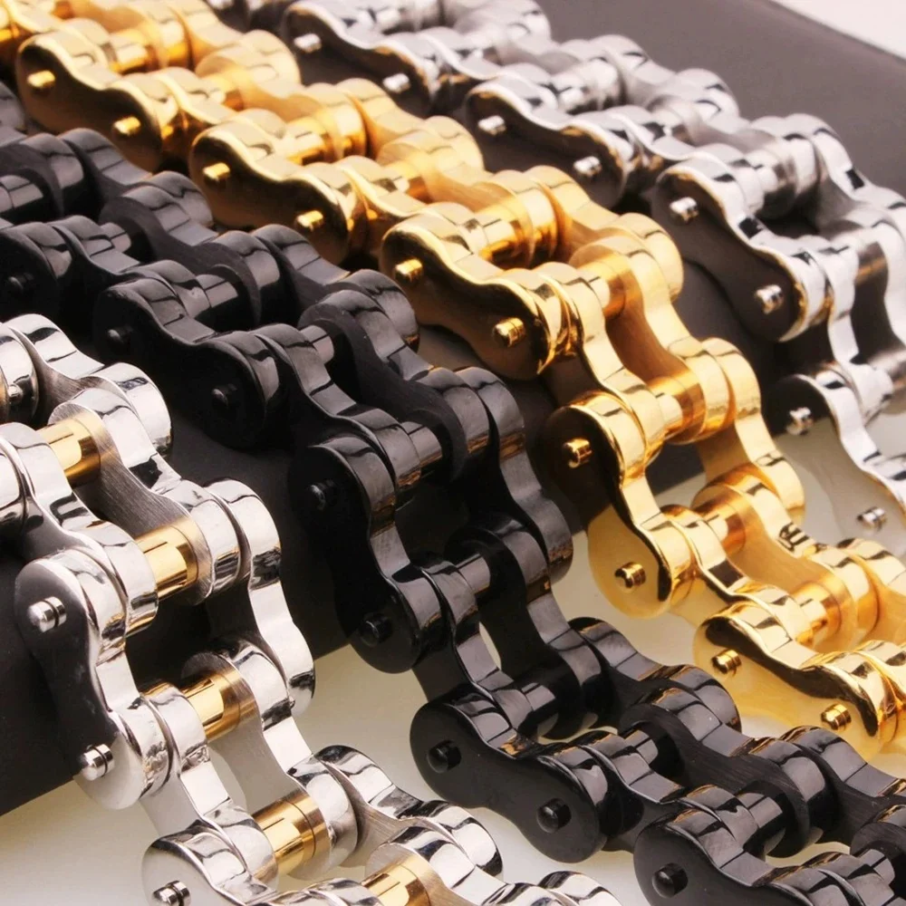 AliExpress GD-KSN Metal Bracelets-Black Motorcycle Biker Bicycle Chain Link Bracelets For Men/Women Punk Stainless Steel Jewelry Multicolor