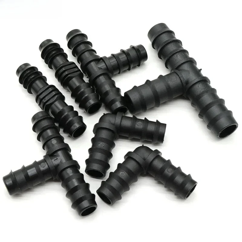 Tuyau en PE pour serre, 16 20 25mm, bouchon coudé droit en T, raccord de tuyau d'irrigation, Micro Spray, accessoires d'irrigation, 2/5/10 pièces