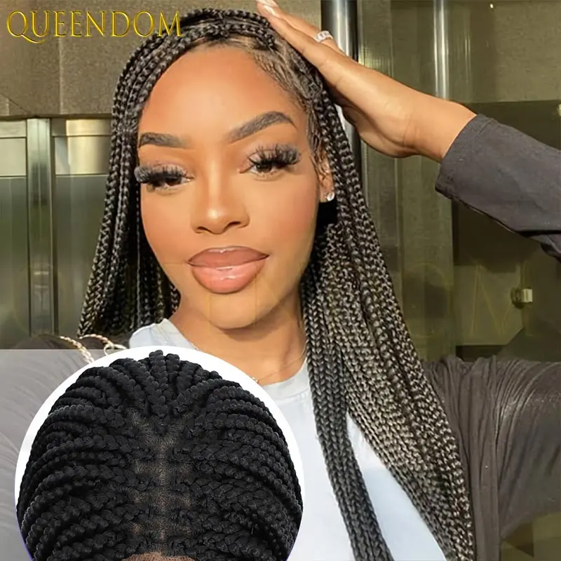 

36'' Long Cornrows Box Braided Wigs Blonde Synthetic Hair Wig Full Lace Front for Black Women Straight Faux Locs Braiding Hair