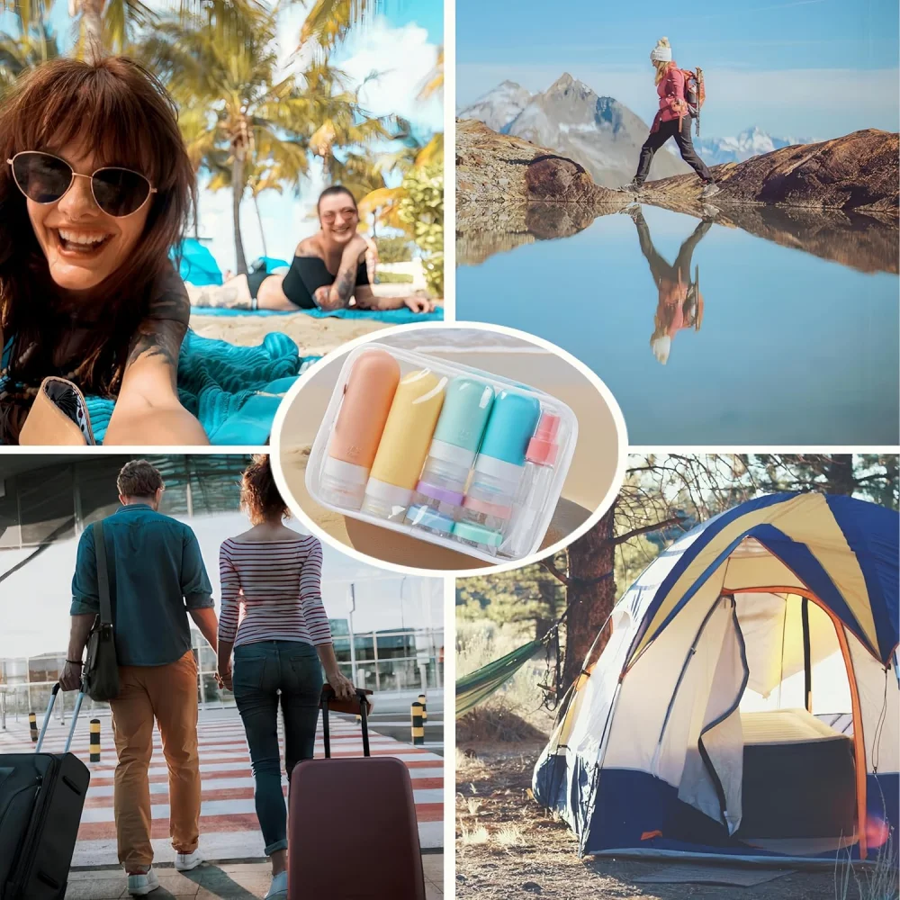 مجموعة زجاجات سفر مكونة من 16 عبوة - حاوية ضغط سيليكون مانعة للتسرب، لأدوات الزينة والبلسم والشامبو والغسول وغسول الجسم #6