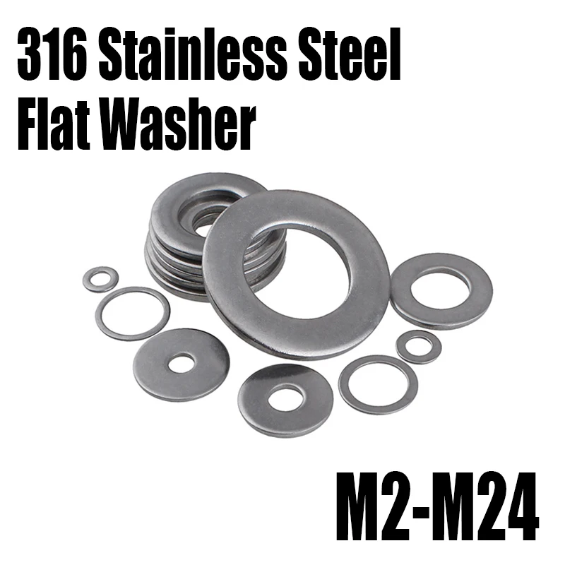 

5/10/30PCS M2 M2.5 M3 M4 M5 M6 M8 M10 M12 M14 M16 M18 M20 M22 M24 316 Stainless Steel Flat Washer Plain Washer Flat Gasket Ring