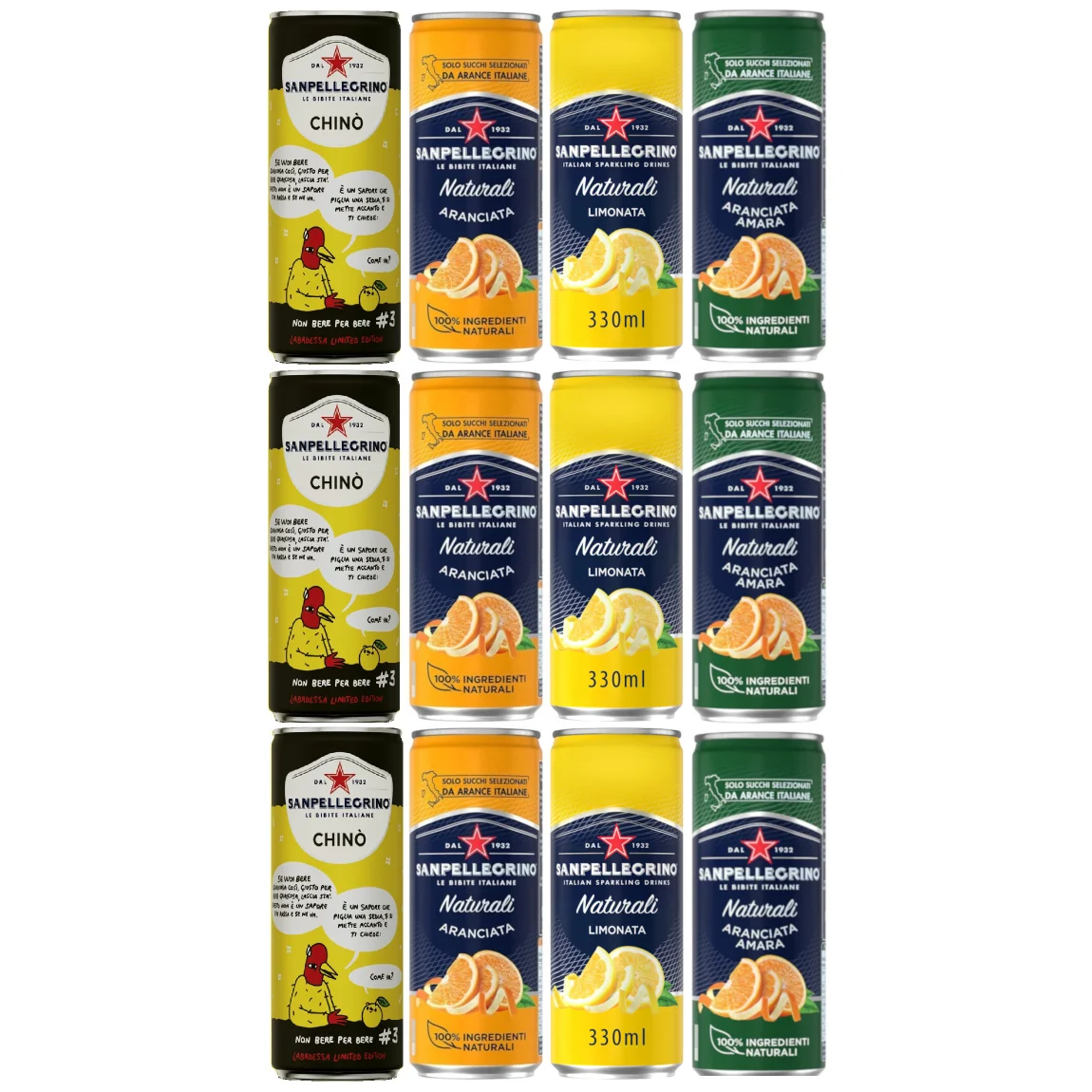 SAN PELLEGRINO Aranciata Amara Chino Limonata kohlensäurehaltiges Getränk 12x330 ml