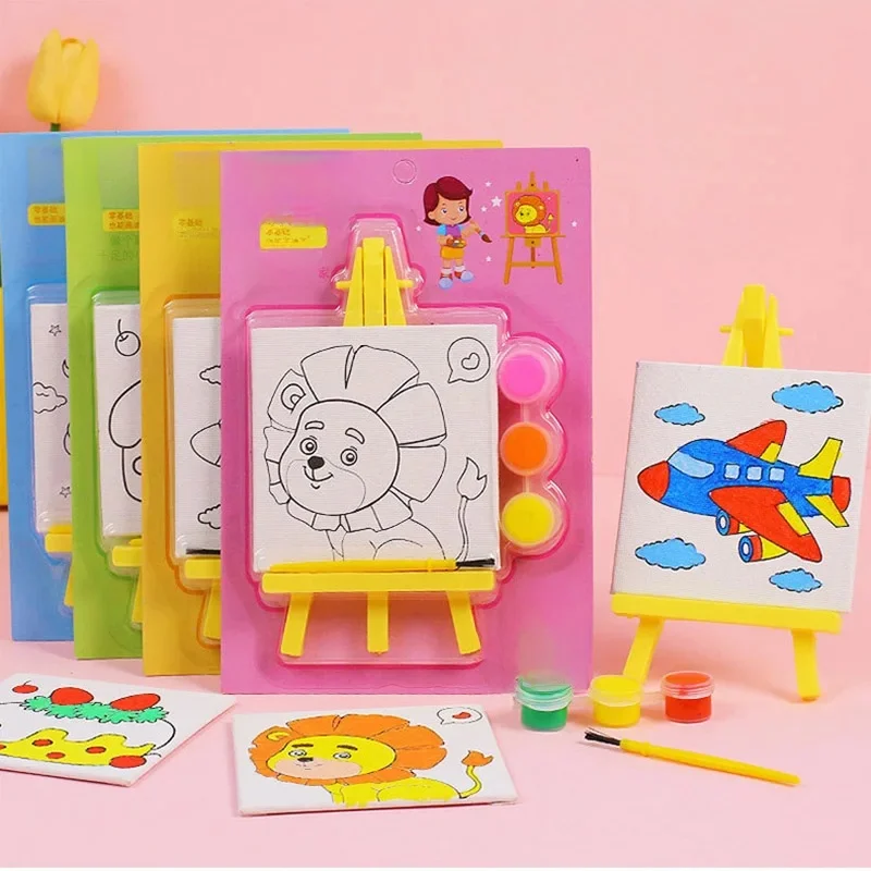 5 paczek Cartoon DIY obraz olejny ramka sztuka Graffiti zabawka edukacyjna dla dzieci upominki na przyjęcie urodzinowe przedszkole prezent torba na prezenty — zdjęcie 2