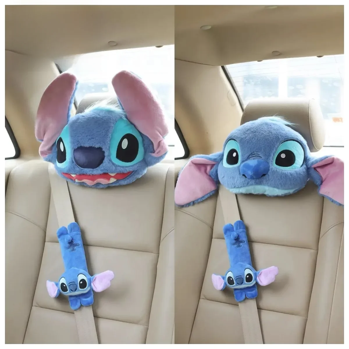 Disney Stitch Anime Figur Auto Sicherheits gurt bezug Universal Auto Kopfstütze Schulter polster