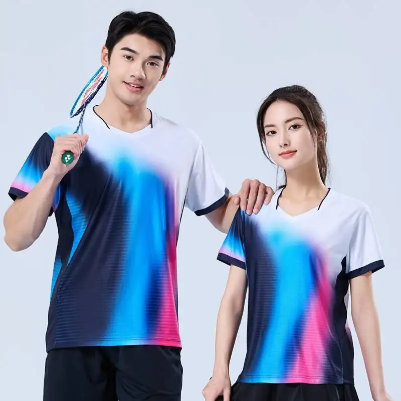 

Мужская рубашка для бадминтона, женская футболка унисекс, теннис, спорт, бег, велоспорт, дышащая спортивная одежда для пар, униформа для командного клуба