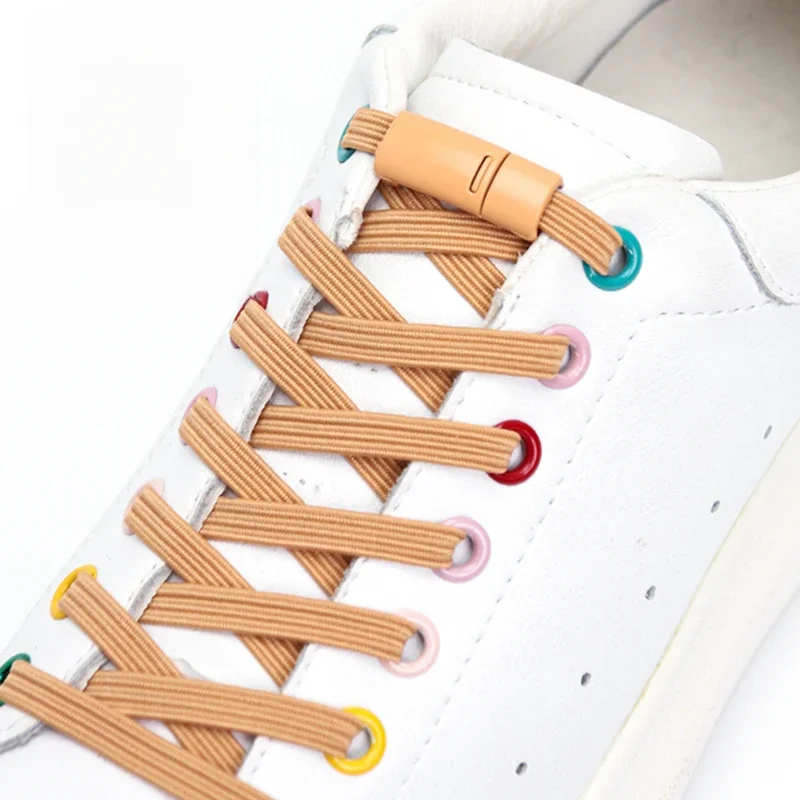 1 paire de lacets magnétiques pour baskets lacets de chaussures élastiques serrure enfants et étudiants lacet paresseux plat noir/blanc 25 couleurs