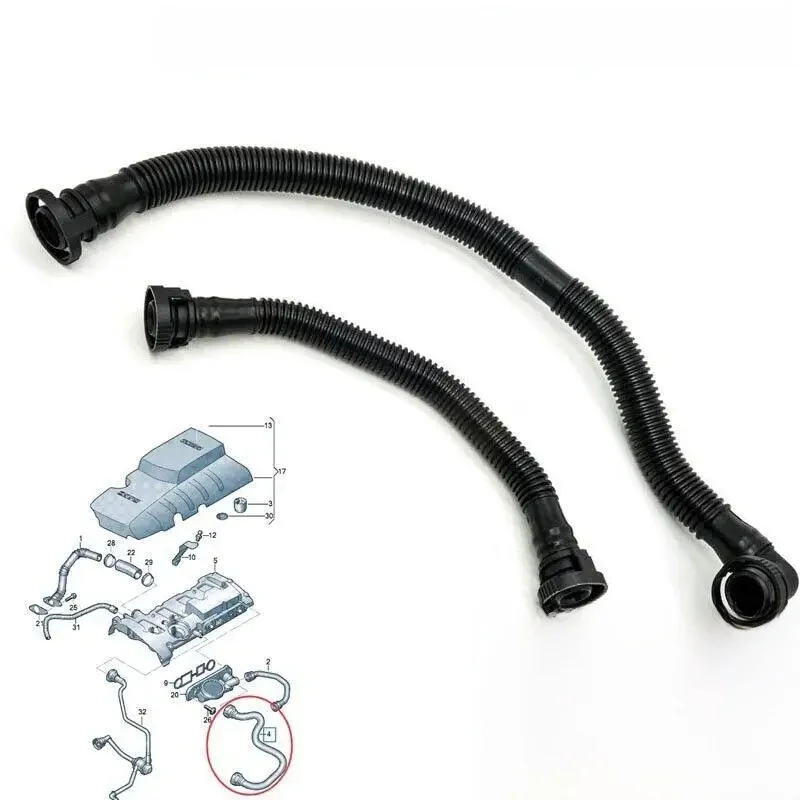 Crankcase Breather Valve Vent Hose Pipe for VW Audi 2.0 TFSI - PCV Crankcase Breather Valve Vent Hose Pipe 06F103221E — zdjęcie 2
