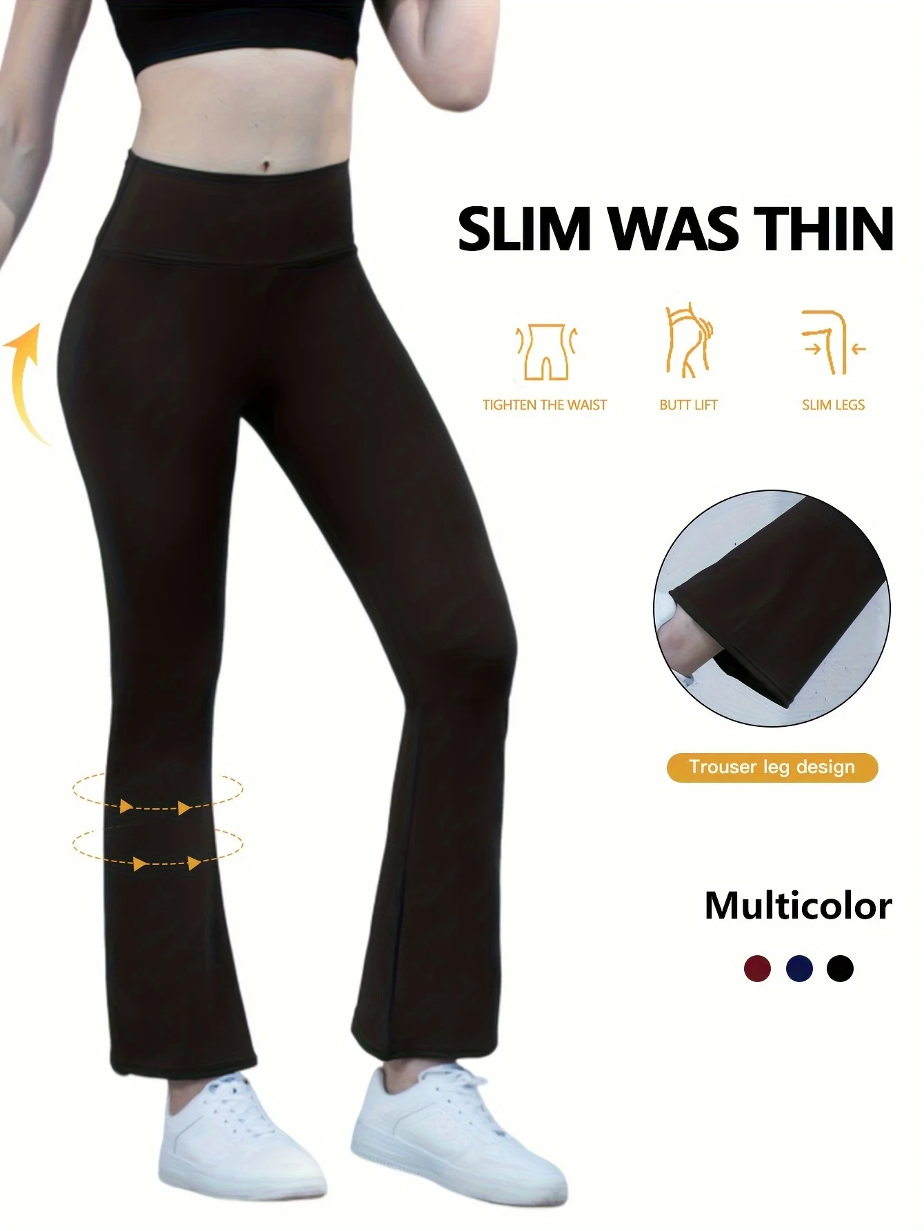 

2026 Spring New Black Women's High Waist Stretchy Flare Pants Tummy Control Casual Leggings for Yoga Sports Long Pants