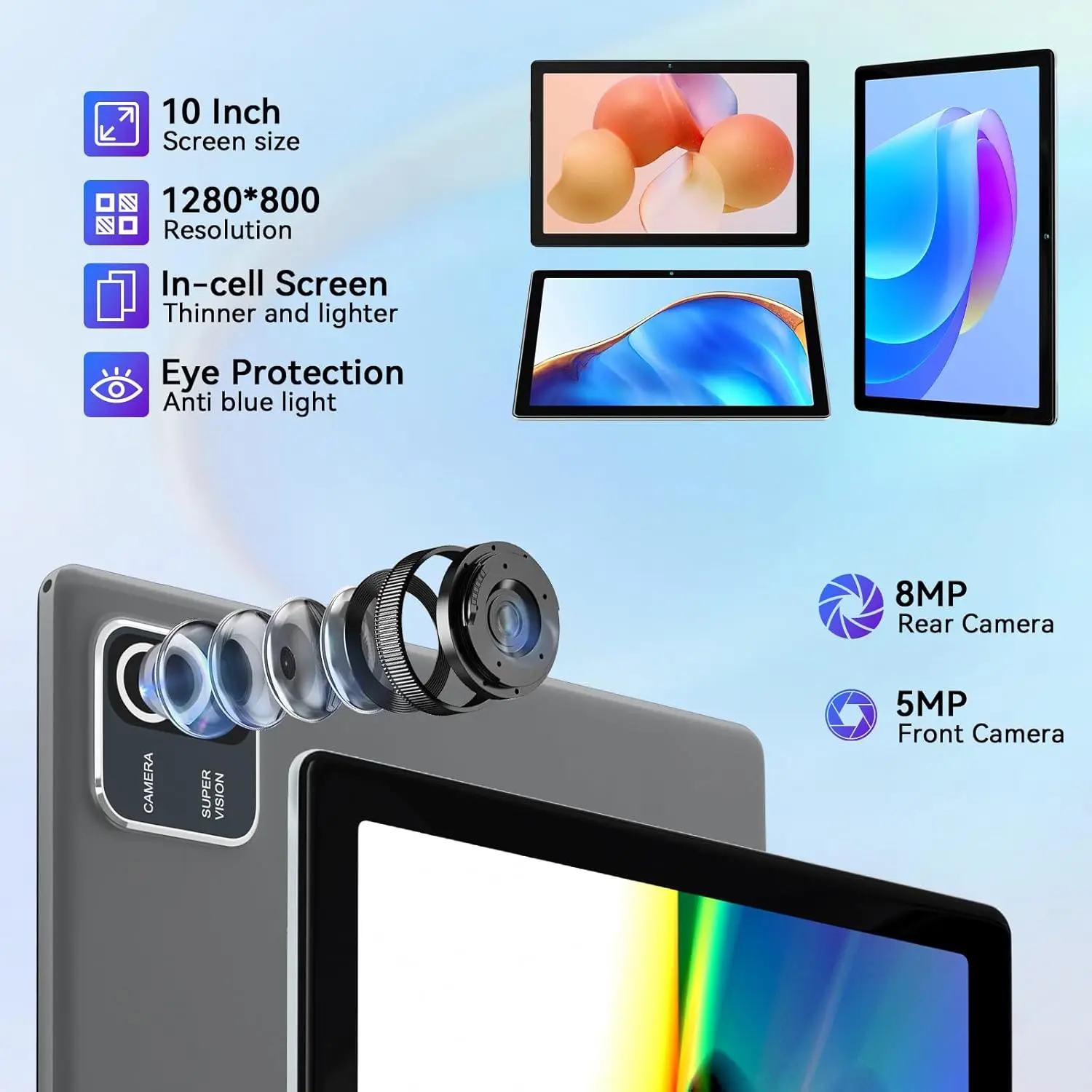 AEEZO MB1001 10 Polegada Tablet Android Quad-Core 6GB RAM 64GB ROM 5MP + 8MP Câmera Dupla HD IPS Display WiFi Bluetooth PC Pad Tablets