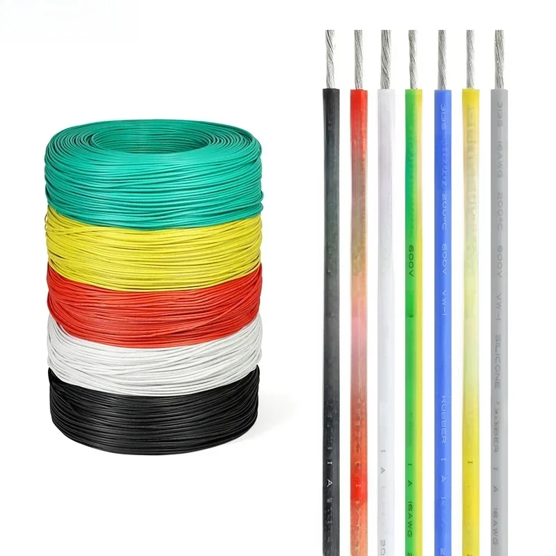 Fil d'isolation en silicone et cuivre étamé, ligne de câble à haute température, degré, corde 3135, 30 AWG, 28 AWG, 26 AWG, 24 AWG, 22 AWG, 20 AWG, 18 AWG, 16 AWG, 14 AWG, 12 AWG, 10 AWG, 2 AWG, 5