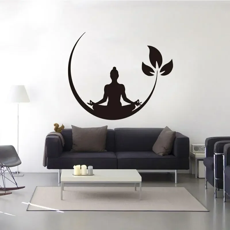 Nowy projekt Home Art Deco Budda Księżyc Winylowe naklejki ścienne Usuwalna naklejka Rzeźba Naklejka Kolorowa dekoracja domu NaklejkaSP-118 — zdjęcie 2