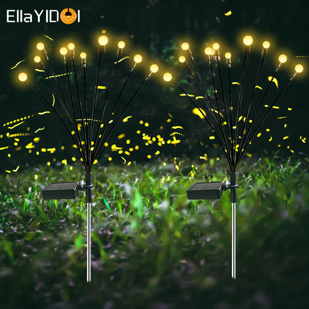 Solar LED Light Outdoor Garden Lights Firework Firefly Swaying Light Landscape Lighting for Yard Pathway Lawn Garden Decoration