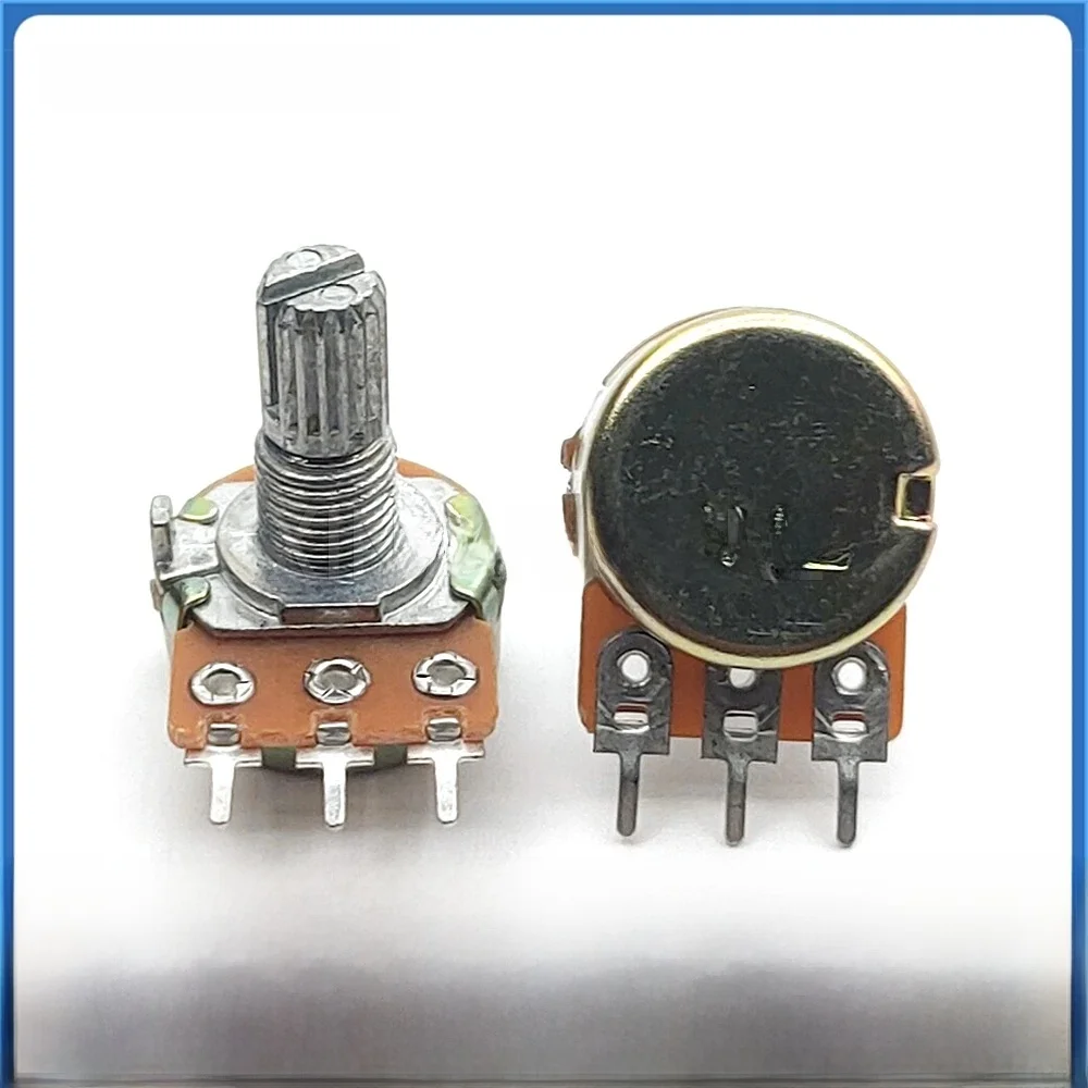5 sztuk WH148 typ pojedynczy 3-Pin A10K A50K C500K wzmacniacz audio potencjometr regulacji głośności kwiat długość wału 15mm — zdjęcie 2
