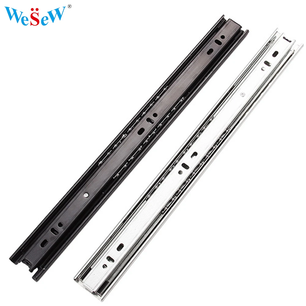 Custom 38mm 3 Folds Drawer Slide, Hydraulic Soft Close Furniture Drawer Channel Easy Installation Undermount Black Drawer Slides