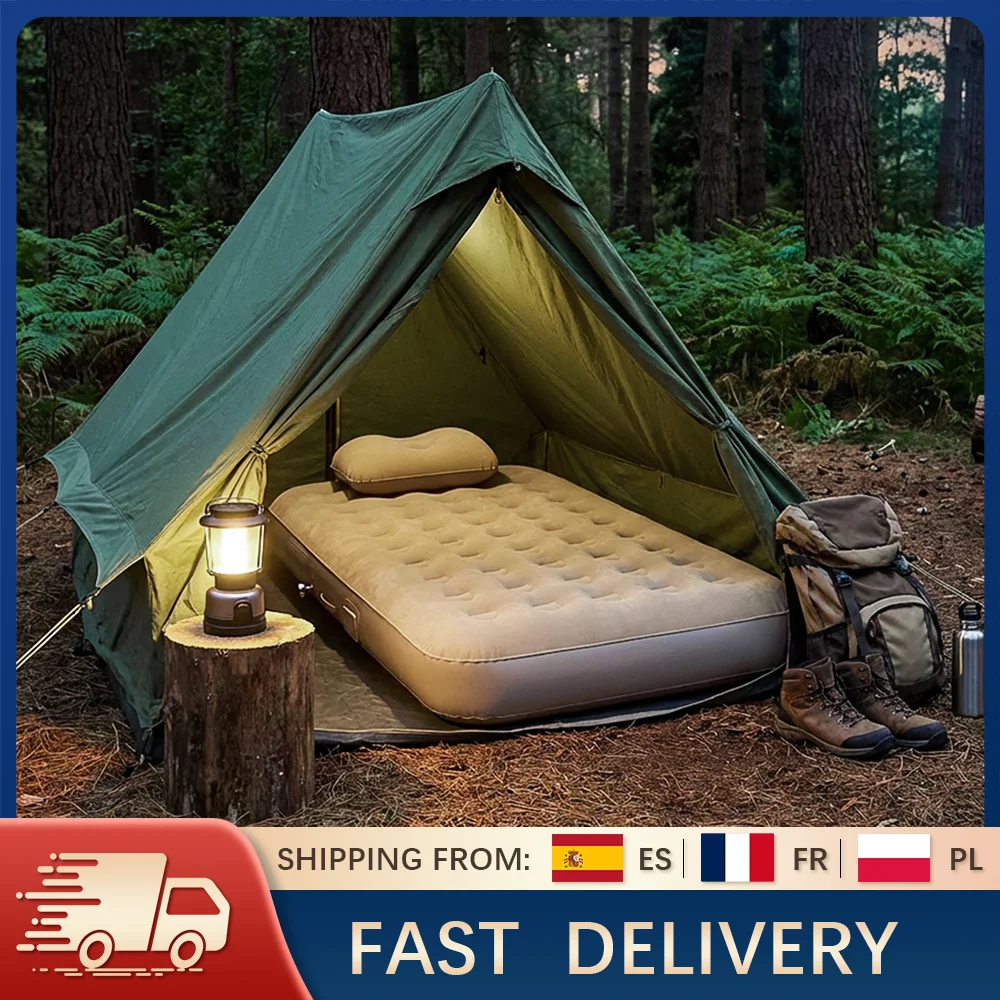 Matelas pneumatique gonflable avec pompe électrique intégrée, lit de camping auto-gonflant, épais, imperméable en PVC, avec lumière LED